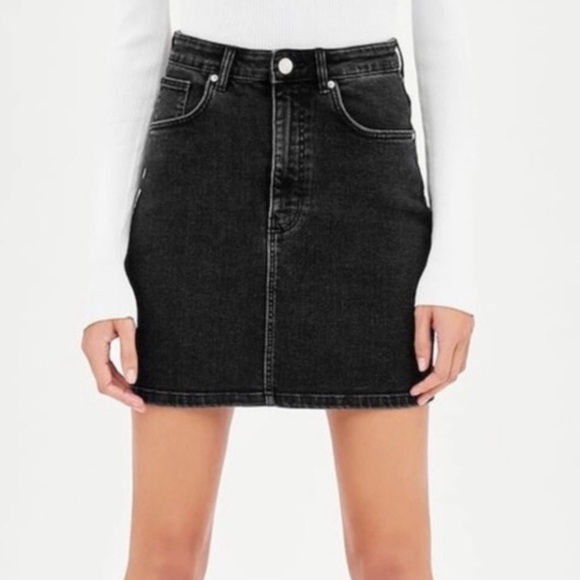 zara black jean skirt